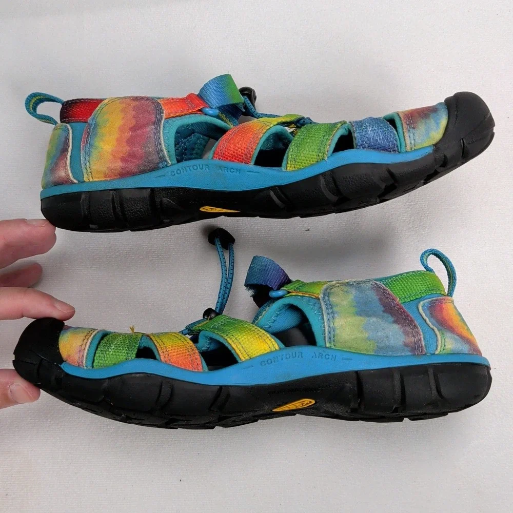 Keen Seacamp II CNX Rainbow Tie Dye Sandals Kids 3 Granola Girl Water Shoe‎